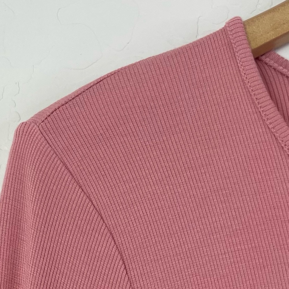 Marine Layer Dusty Pink Lexi Rib Crew Tee Stretch Tencel Long Sleeve Size XL - Picture 6 of 16